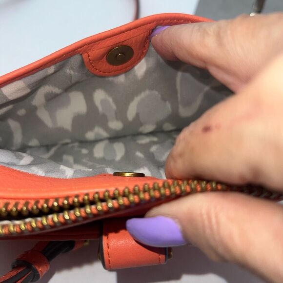 Aimee Kestenberg Orange Leather Three Compartment Crossbody - Picture 11 of 14